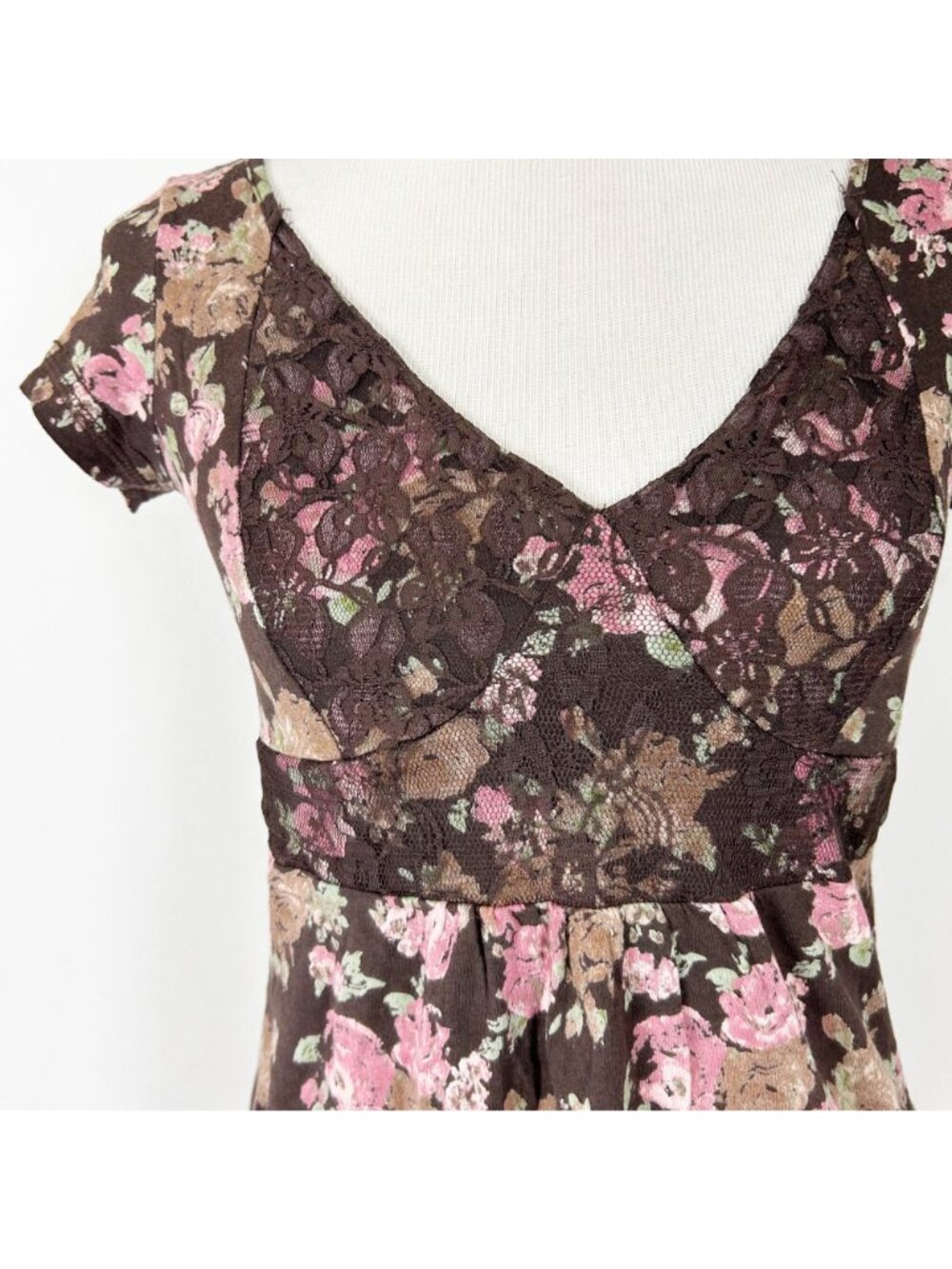 Y2K l.e.i. Babydoll Floral Tie Back Top Boho Cottage Spring Size Large Juniors